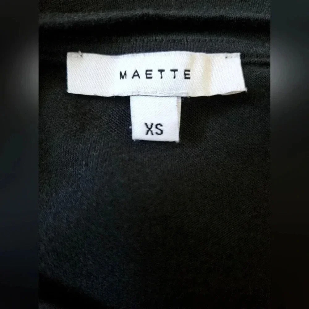 MAETTE Black Bell Sleeve Sheer Check Top Womens Extra Small‎ XS